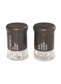 SALERO PIMENTERO NEGRO VIDRIO C/ TAPA INOX. WALPLO