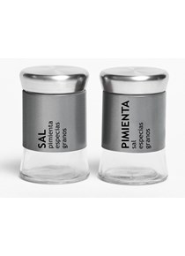 SALERO PIMENTERO CROMADO VIDRIO C/ TAPA INOX. WALPLO