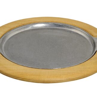 PLATO TERMICO Aleación 21 CM. Red. S/Antiadherente C/Base Madera 28 CM