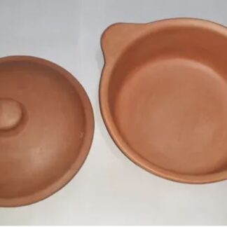OLLA PROFUNDA DE BARRO C/ TAPA Y ASAS 25 CMS.
