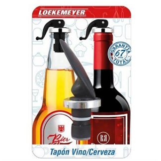 TAPON VINO / CERVEZA NEGRO METALIZADO LOEKEMEYER x 1 UNID.