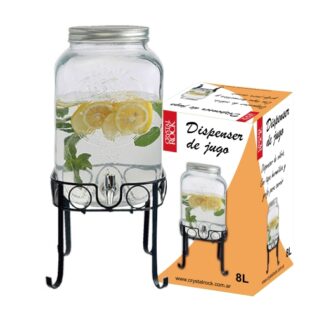 SIN STOCK # DISPENSER JUGO VIDRIO CON SOPORTE CRYSTAL ROCK 8 LTS.
