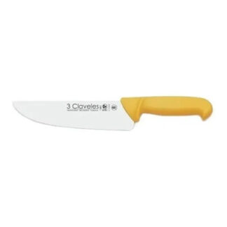 CUCHILLO CARNICERO 24 CMS. "3 CLAVELES" M/ AMARILLO