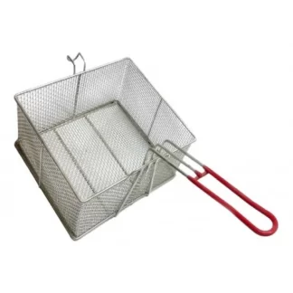 CANASTO FREIR CUADRADO 28 x 28 CMS. MANGO ROJO