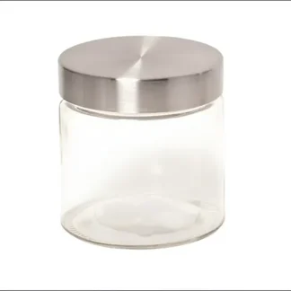 FRASCO VIDRIO C/ TAPA ACERO INOX. 750 ML. - 11 x 13 CMS.