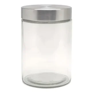 FRASCO VIDRIO C/ TAPA ACERO INOX. 1.250 ML. - 11 x 17 CMS.