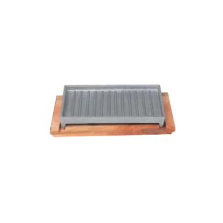 PARRILLA Aleacion 19,5 x 28 CM. Rect. S/ANTIADHE. C/Base madera 23 x 33 CMS. (Art 67)