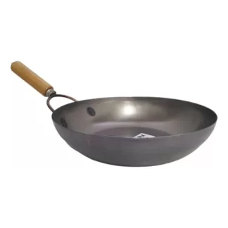 WOK - SARTEN CHAPA SIN ENLOZAR 36 CMS. MANGO MADERA FORTEM