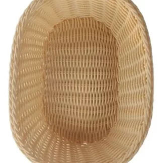 PANERA PLASTICA OVAL TRENZADA 27 X 20 X 8 CMS. BEIGE