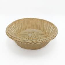 SIN STOCK # PANERA PLASTICA REDONDA TRENZADA 24 X 8 CMS. BEIGE