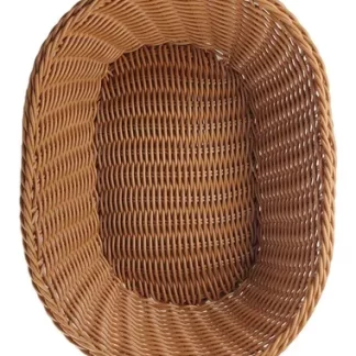 PANERA PLASTICA OVAL TRENZADA 27 X 20 X 8 CMS. MARRON
