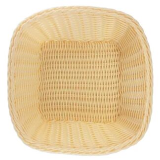 PANERA PLASTICA CUADRADA TRENZADA 23 X 23 X 8 CMS. BEIGE