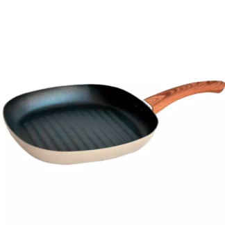 BIFERA TEFLON ACANALADA 26 X 26 CM C/ANTIADHER. C/MANGO MADERA "CAROL"