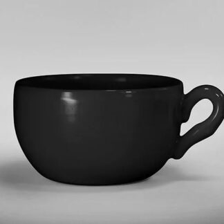 TAZON REDONDO CERAMICA 480 ML COLOR NEGRO.