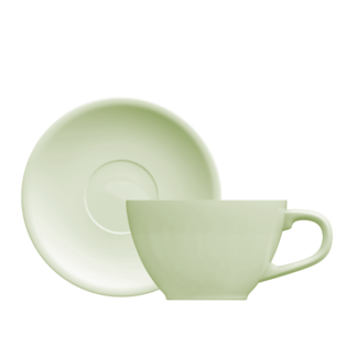 TAZA TE C/PLATO 200 ML VERDE PORC GERMER MOD OVAL.