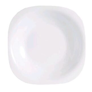 PLATO HONDO CUADRADO 22.5 x 22.5 CMS. VIDRIO TEMPL. BLANCO. "AM. COLLECTION"