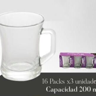 JARRO CAFE VIDRIO COFFEE 200 ML C.S.M.(PACK x 3 U.)