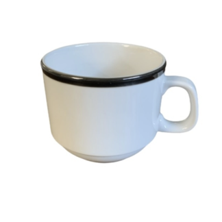 TAZA DESAYUNO VERBANO TAVOLA BLANCO FILETE NEGRO.