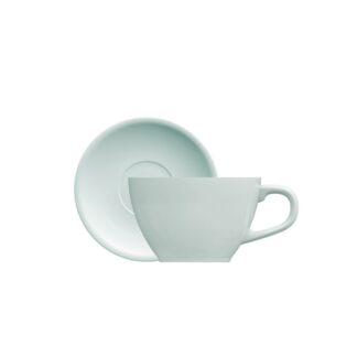 TAZA TE C/PLATO 200 ML AZUL PORC GERMER MOD OVAL.