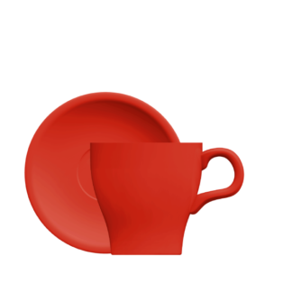 TAZA DESAYUNO C/PLATO 280 ML ROJO PORC GERMER MOD TULIPA.