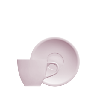 TAZA CAFE C/PLATO 80 ML ROSA PORC GERMER MOD OVAL.