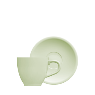 TAZA CAFE C/PLATO 80 ML VERDE PORC GERMER MOD OVAL.