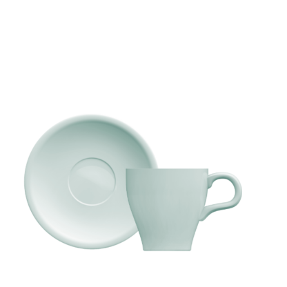 TAZA CAFE C/PLATO 80 ML AZUL PORC GERMER MOD TULIPA.