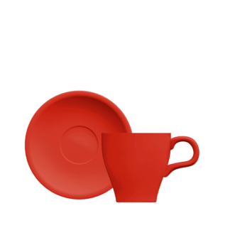 TAZA CAFE C/PLATO 80 ML ROJO PORC GERMER MOD TULIPA.