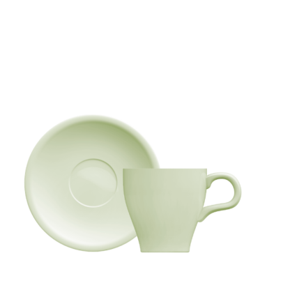 SIN STOCK # TAZA CAFE C/PLATO 80 ML VERDE PORC GERMER MOD TULIPA.