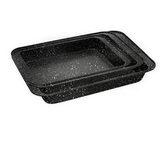 ASADERA RECTANGULAR ACERO AL CARBONO SIMIL GRANITO NEGRO FNE 33,5X22,3X4,2 CM CAROL