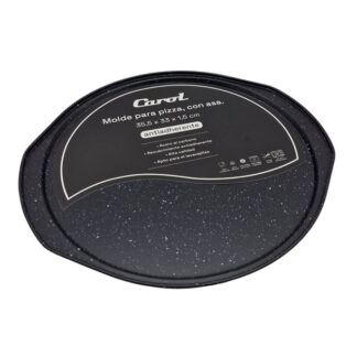 PIZZERA CON ASAS ACERO AL CARBONO SIMIL GRANITO NEGRO FNE 35,5 X 33 X 1,5 CM CAROL
