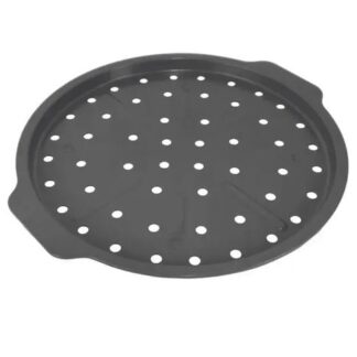 PIZZERA PERFORADA ACERO AL CARBONO SIMIL GRANITO NEGRO FNE 35,5 X 33 X 1,5 CM CAROL