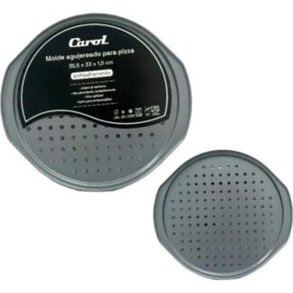 PIZZERA PERFORADA ACERO AL CARBONO GRIS 35,5 X 33 X 1,5 CM CAROL