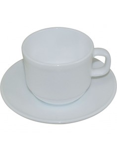 TAZA DESAYUNO C/ PLATO VIDRIO TEMPL BLANCO "AM COLLECTION"