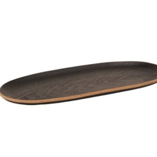 BANDEJA OVAL 35 X 18 MADERA Y NEGRO CAROL