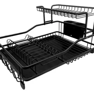 SIN STOCK # ESCURRIDOR DE ALUMINIO 2 NIVELES, C/ BANDEJA Y CUB PLAST NEGRO CAROL EN CAJ