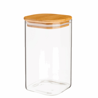 FRASCO HERMETICO VIDRIO TEMPL CON TAPA BAMBU 17 X 10 X 10 "CAROL"