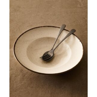 PLATO PASTA 27 CM CERAMICA BEIGE IVORY BATH.