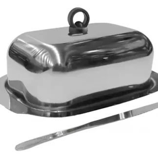 MANTEQUERA RECTANGULAR AC. INOX. PERILLA BAKELITA Y CUCHILLO AC "CAROL"