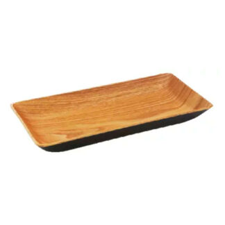 BANDEJA RECTANGULAR 25 X 14 X 3 MADERA Y NEGRO CAROL.