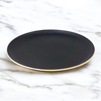BANDEJA REDONDA PLANA 34 X 2 cm MADERA NEGRO CAROL.
