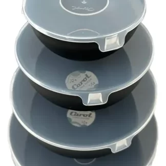 SET X 4 BOWLS PLASTICO ,Ø 11,14,17,20 cm CON TAPA Color Negro (FNE) CAROL.