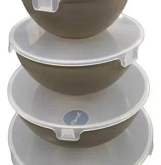 SET X 4 BOWLS PLASTICO ,Ø 11,14,17,20 cm CON TAPA Color Beige (HBE) CAROL.
