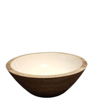 BOWL/ENSALADERA MADERA ENLOZADO 25cm CAROL.