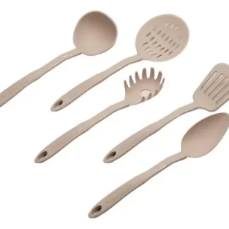 SET 5 UTENSILLOS NYLON (Espumadera-Cucharon-Espátula-Cuchara servir Pastas). TIZA "CAROL"