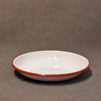 PLATO HONDO RECTO ENLOZADO BORDE ROJO 22 CM AXEN