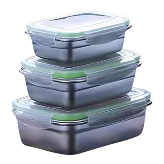 CONTENEDOR HERMETICO SET X 3UNID CUADRADOS ACERO INOX T/PLAST SAN REMO