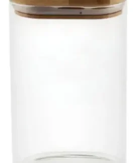 FRASCO HERMETICO VIDRIO TEMPL CON TAPA BAMBU 22 X 10 X 10 "CAROL"