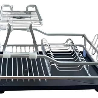 ESCURRIDOR P/ 30 PLATOS Y VASOS DOBLE C/ BANDEJA GRIS 55 x 34 x 38 CMS.
