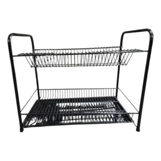 ESCURRIDOR P/ 30 PLATOS Y VASOS DOBLE C/ BANDEJA NEGRO 55 x 34 x 38 CMS.
